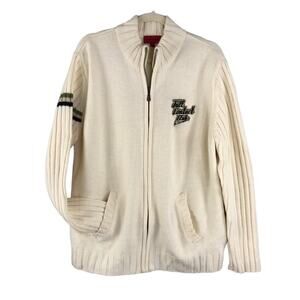 VIGOSS VTG Merino Wool Blend Zip Cardigan Men XL Cozy Gorpcore Y2K Retro 90's